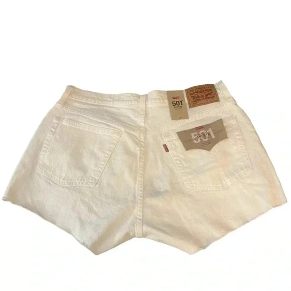 New Levi’s 501 High Rise White Button Fly Cut Off Shorts - Picture 3 of 7